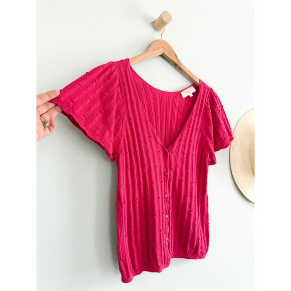 Sézane | Justine Pink Cardigan Button Front Short Sleece | Sz S - Picture 3 of 9